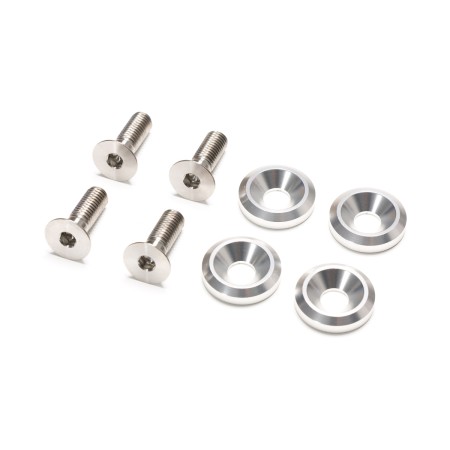 Pack 4 vis titane M8 tête fraisée et rondelles alu pour montage siège Recaro ou Sparco