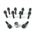Set 10 vis de roue noir pour Porsche M14x1.5/60mm R14 SW19, incl. 2 antivol