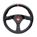 Volant compétition Sparco R383 en cuir noir, couture rouge 330mm