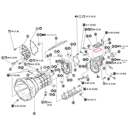 Joint plat de couvercle supérieur d'extension arrière de transmission Nissan OEM - Nissan 350Z Z33