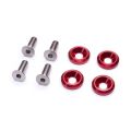 Pack 4 vis titane M8 tête fraisée et rondelles alu rouge pour montage siège Recaro ou Sparco