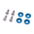 Pack 4 vis titane M8 tête fraisée et rondelles alu bleu pour montage siège Recaro ou Sparco