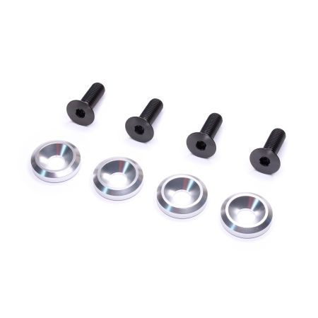 Pack 4 vis titane M8 tête fraisée et rondelles alu pour montage siège Recaro ou Sparco