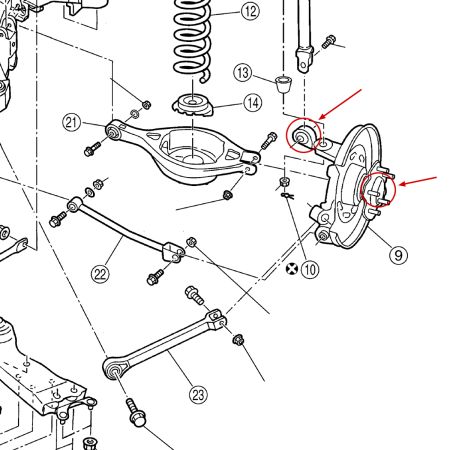 Whiteline W62535 Silentblocs amortisseur porte moyeu arrière / bras oscillant éxterieur - Nissan 350Z (Z33)