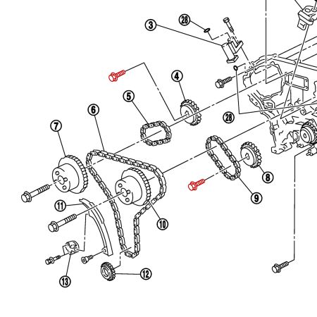 Vis de pignon d'arbre à cames d'échappement Nissan OEM - 350Z VQ35DE Revup