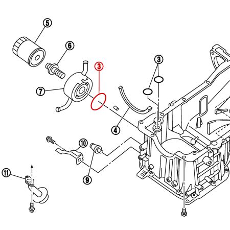 Joint torique d'adaptateur de refroidisseur d'huile OEM - Nissan 350Z, VQ35DE
