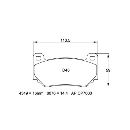 Plaquettes Pagid RSL29 Jaune - AP Racing Caliper CP7600 D46 14.4mm
