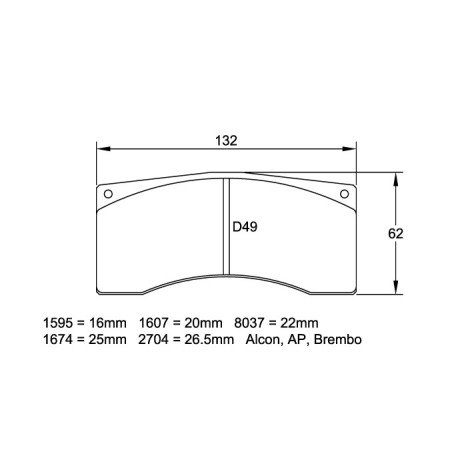 Plaquettes Pagid RSL29 Jaune - Brembo Caliper 07.5139. 16mm [type "132" family]