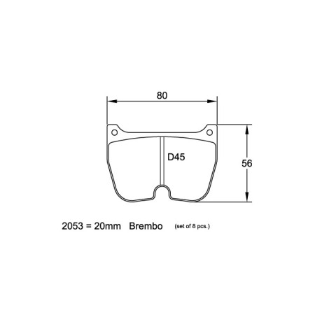 Plaquettes Pagid RSL29 Jaune - Brembo Caliper 07.5684. 8 piston 20mm [type "80" family]