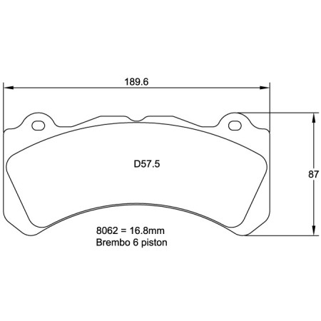 Plaquettes Pagid RSL29 Jaune - Brembo Caliper GT 6 piston D57.5, 16.8mm